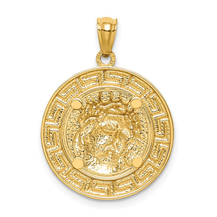 Million Charms 14K Yellow Gold Themed With Rhodium-plated Jesus Medal