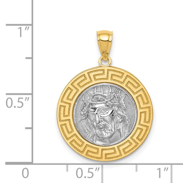 Million Charms 14K Yellow Gold Themed With Rhodium-plated Jesus Medal