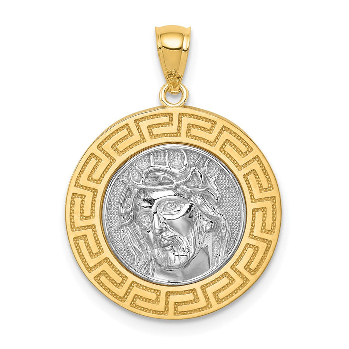 Million Charms 14K Yellow Gold Themed With Rhodium-plated Jesus Medal