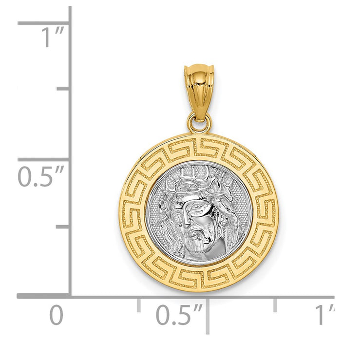 Million Charms 14K Yellow Gold Themed With Rhodium-plated Jesus Medal