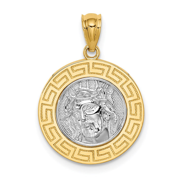 Million Charms 14K Yellow Gold Themed With Rhodium-plated Jesus Medal