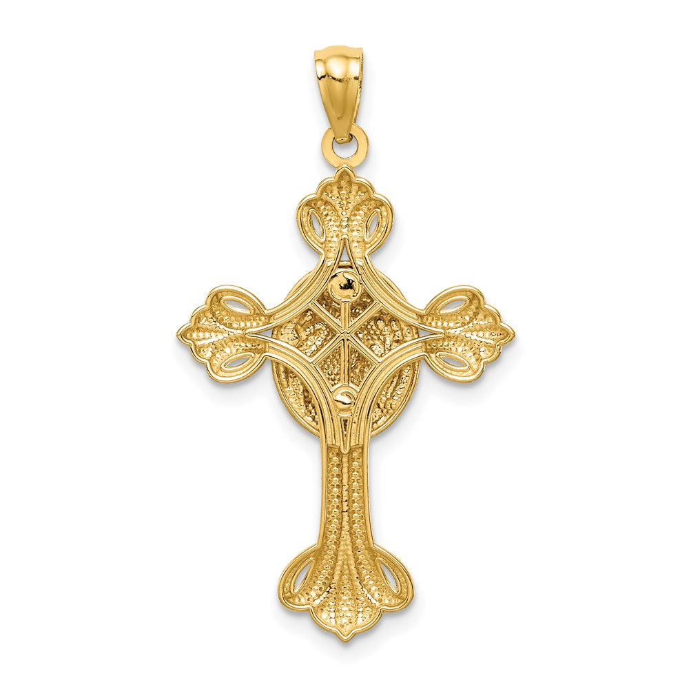 Million Charms 14K Yellow Gold Themed With Rhodium-plated Jesus Relgious Cross Pendant
