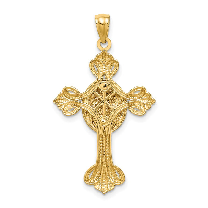 Million Charms 14K Yellow Gold Themed With Rhodium-plated Jesus Relgious Cross Pendant