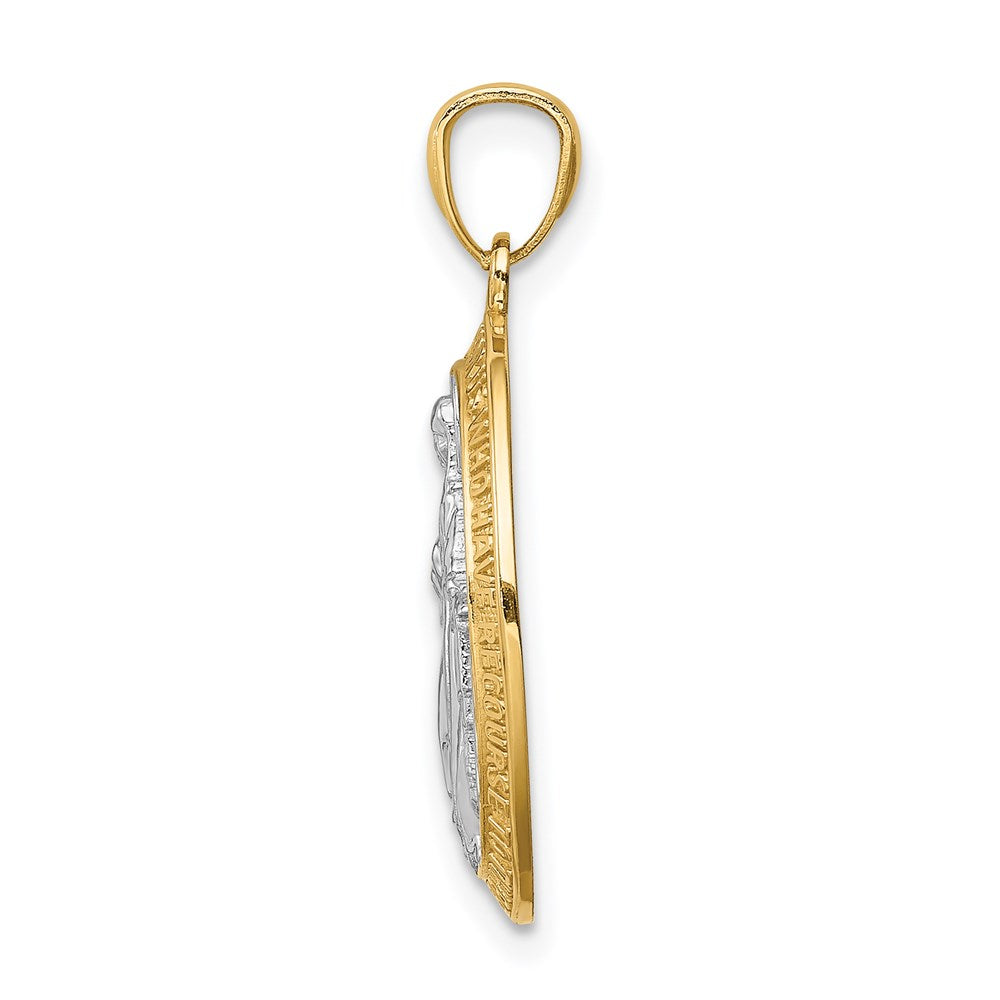 Million Charms 14K Yellow Gold Themed With Rhodium-plated Polished Religious Miraculous Metal Pendant
