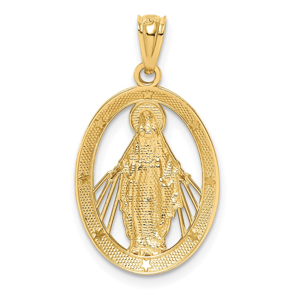 Million Charms 14K Yellow Gold Themed With Rhodium-plated Polished Religious Miraculous Metal Pendant