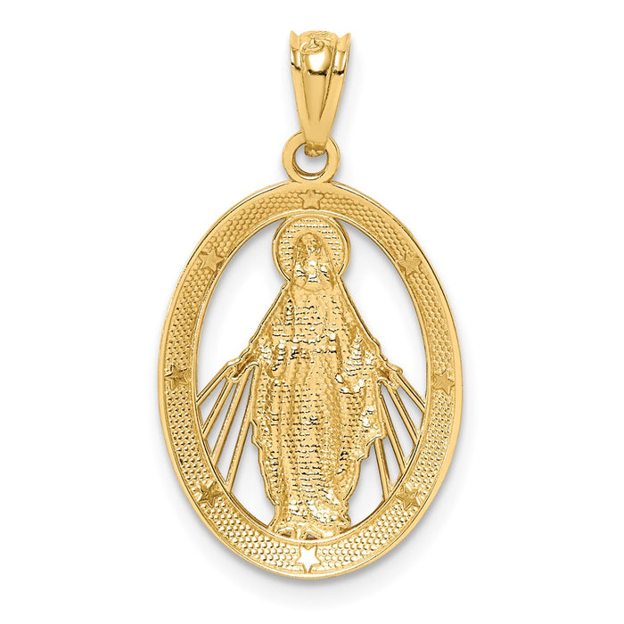 Million Charms 14K Yellow Gold Themed With Rhodium-plated Polished Religious Miraculous Metal Pendant