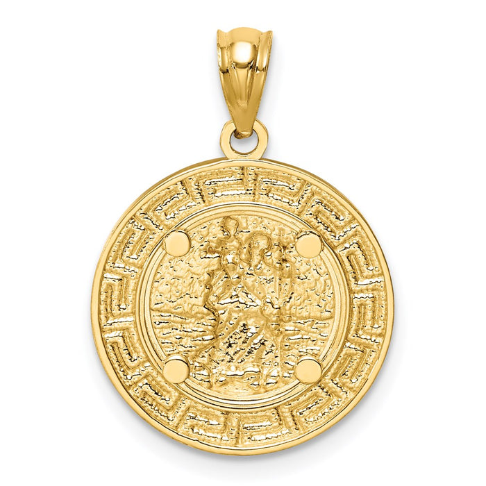 Million Charms 14K Yellow Gold Themed With Rhodium-plated Religious Saint Christopher Medal