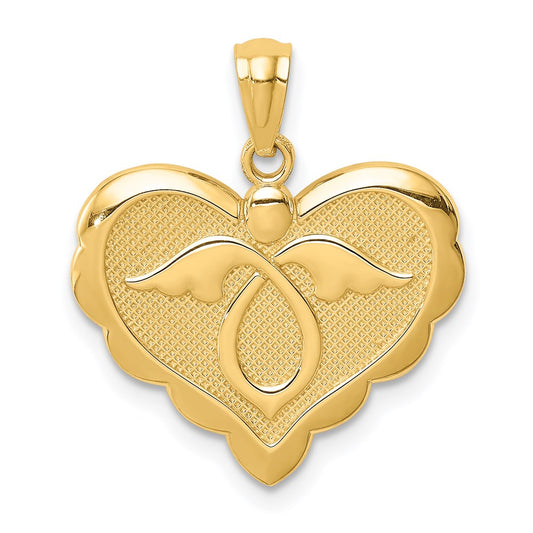 Million Charms 14K Yellow Gold Themed Yellow Gold Themed Angel In Heart Pendant
