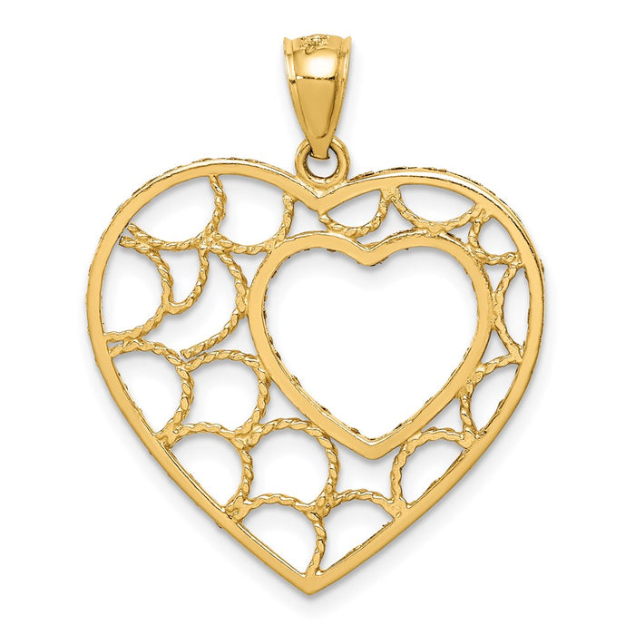 Million Charms 14K Yellow Gold Themed Diamond-Cut Heart Pendant