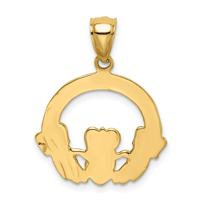 Million Charms 14K Yellow Gold Themed Claddagh Pendant