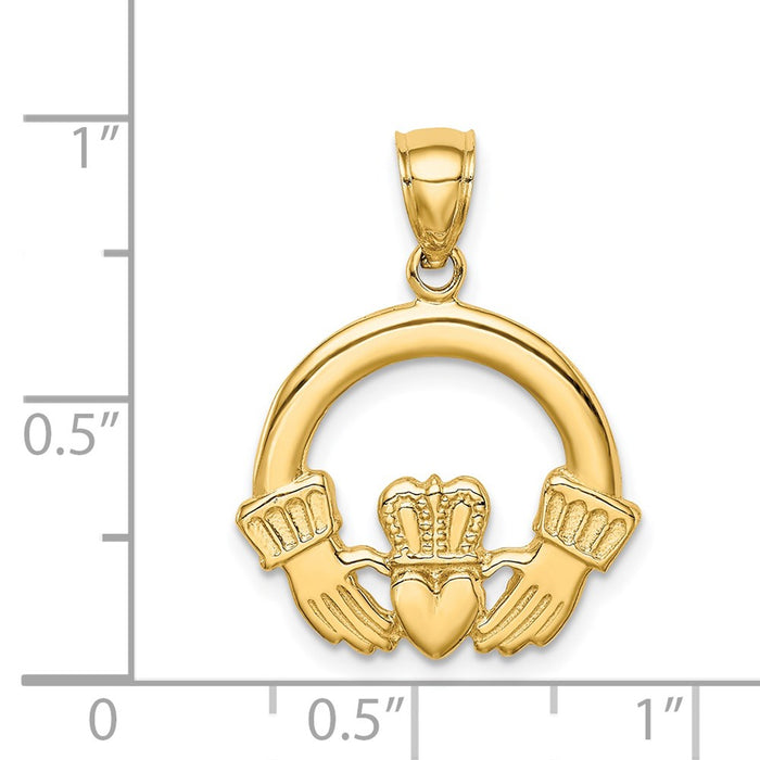 Million Charms 14K Yellow Gold Themed Claddagh Pendant