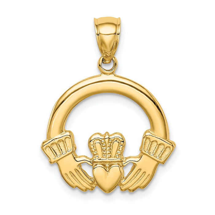 Million Charms 14K Yellow Gold Themed Claddagh Pendant