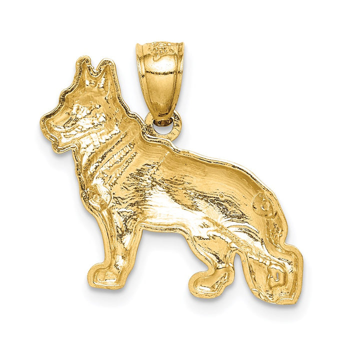 Million Charms 14K Yellow Gold Themed Diamond-Cut German Shepard Pendant