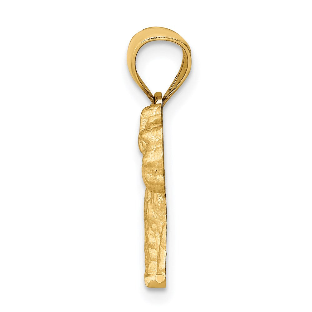 Million Charms 14K Yellow Gold Themed Diamond-Cut Mini Schnauzer Pendant