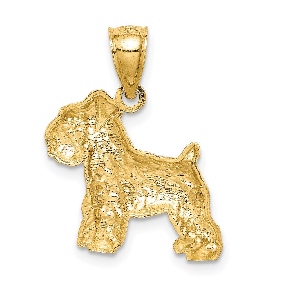 Million Charms 14K Yellow Gold Themed Diamond-Cut Mini Schnauzer Pendant