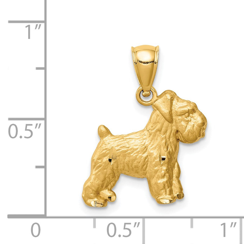 Million Charms 14K Yellow Gold Themed Diamond-Cut Mini Schnauzer Pendant