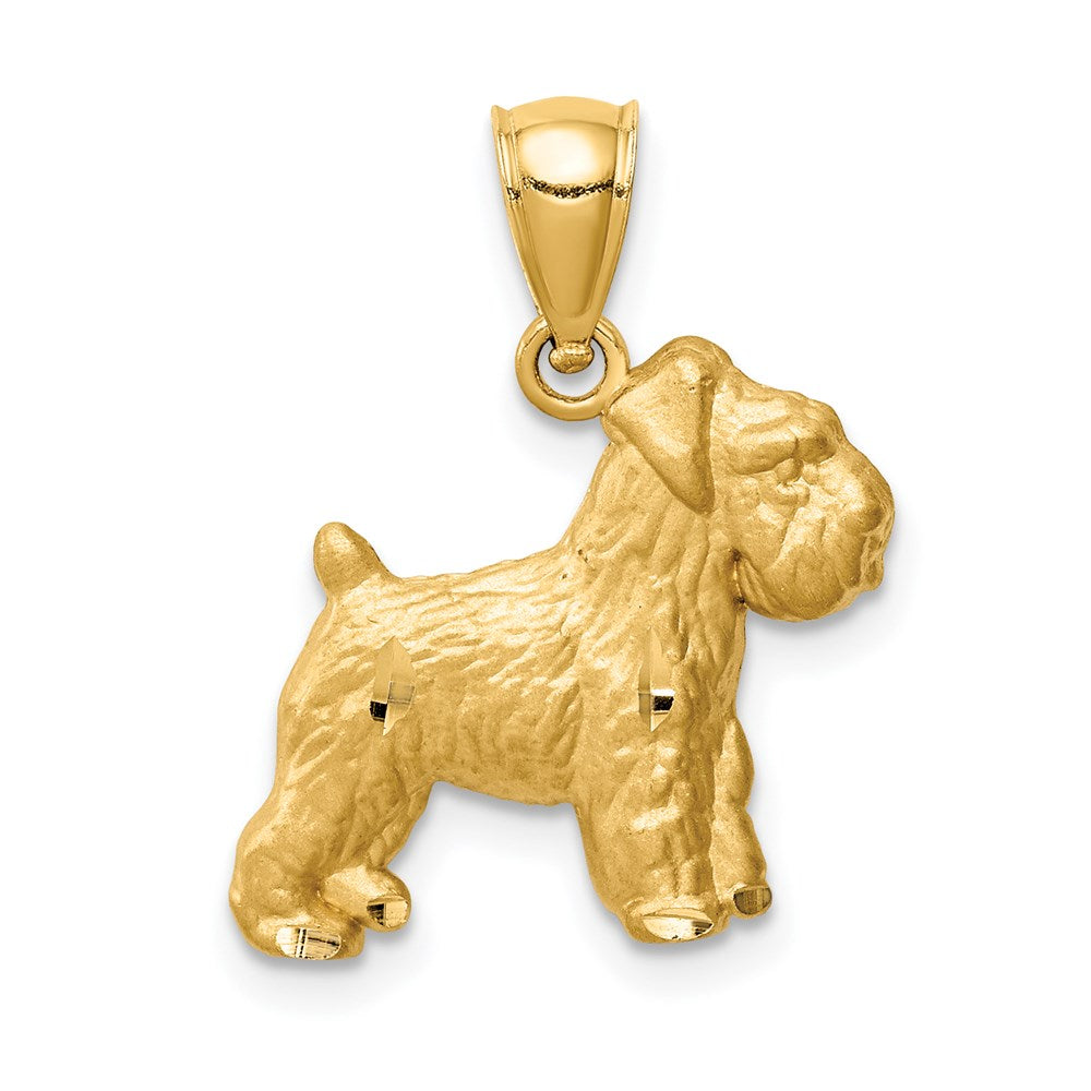 Million Charms 14K Yellow Gold Themed Diamond-Cut Mini Schnauzer Pendant