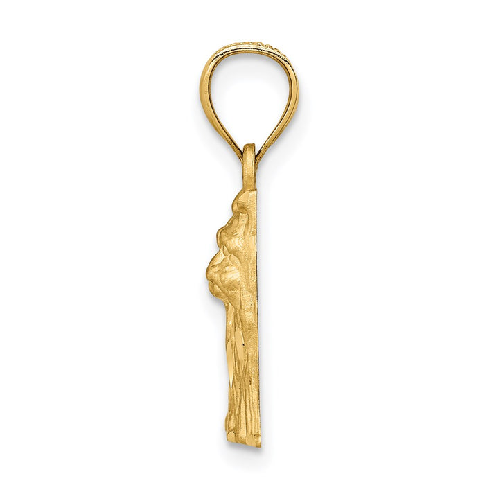 Million Charms 14K Yellow Gold Themed Diamond-Cut Yorkshire Terrier Pendant