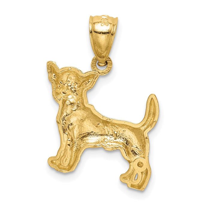 Million Charms 14K Yellow Gold Themed Diamond-Cut Chihuahua Pendant