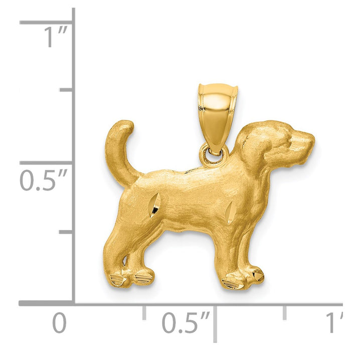 Million Charms 14K Yellow Gold Themed Diamond-Cut Beagle Pendant