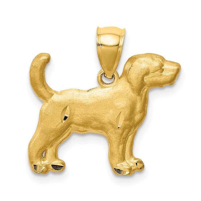 Million Charms 14K Yellow Gold Themed Diamond-Cut Beagle Pendant