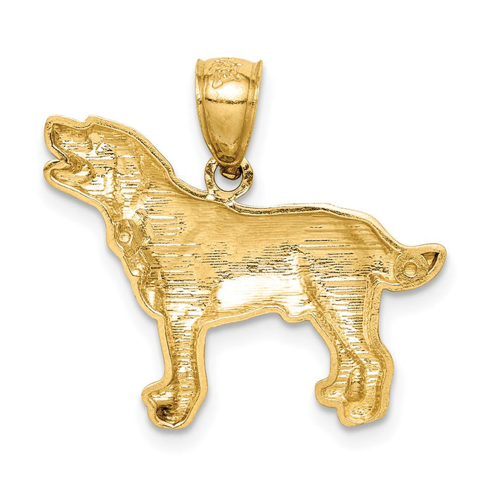 Million Charms 14K Yellow Gold Themed Diamond-Cut Labrador Retriever Pendant