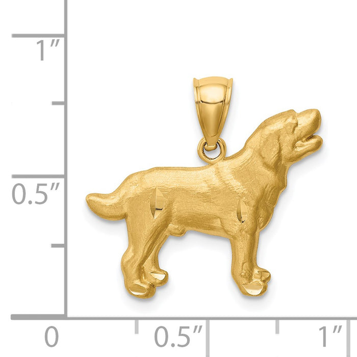 Million Charms 14K Yellow Gold Themed Diamond-Cut Labrador Retriever Pendant