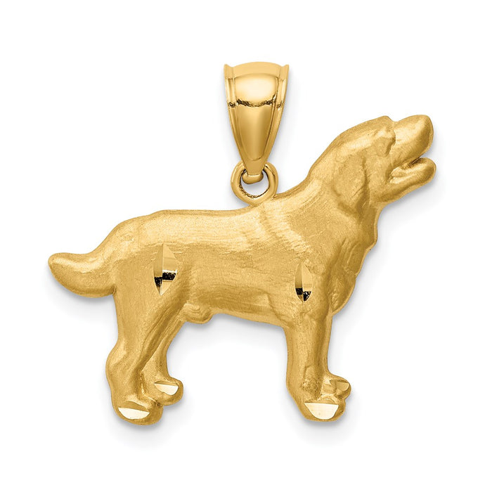 Million Charms 14K Yellow Gold Themed Diamond-Cut Labrador Retriever Pendant