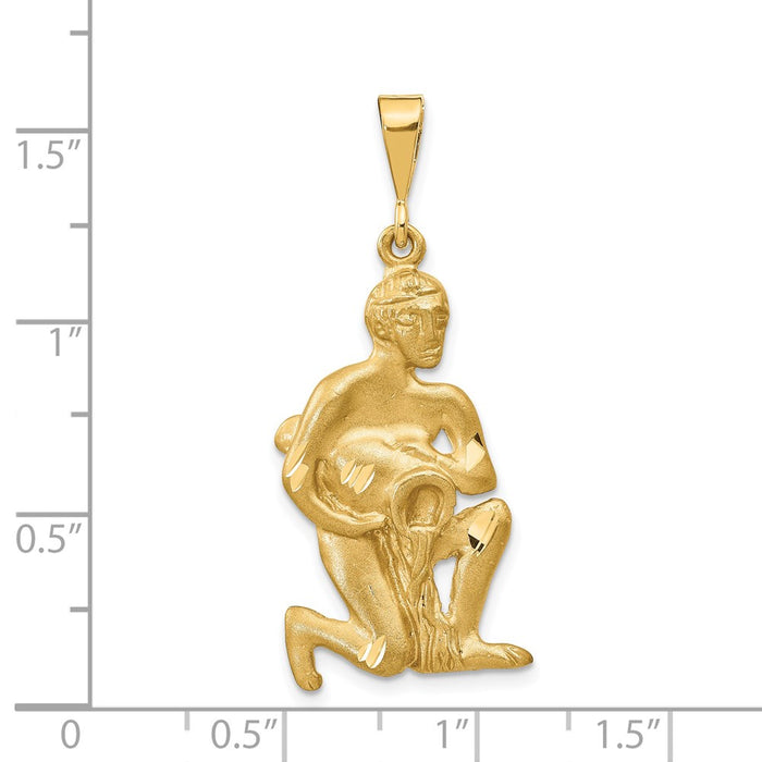 Million Charms 14K Yellow Gold Themed Satin Aquarius Zodiac Charm