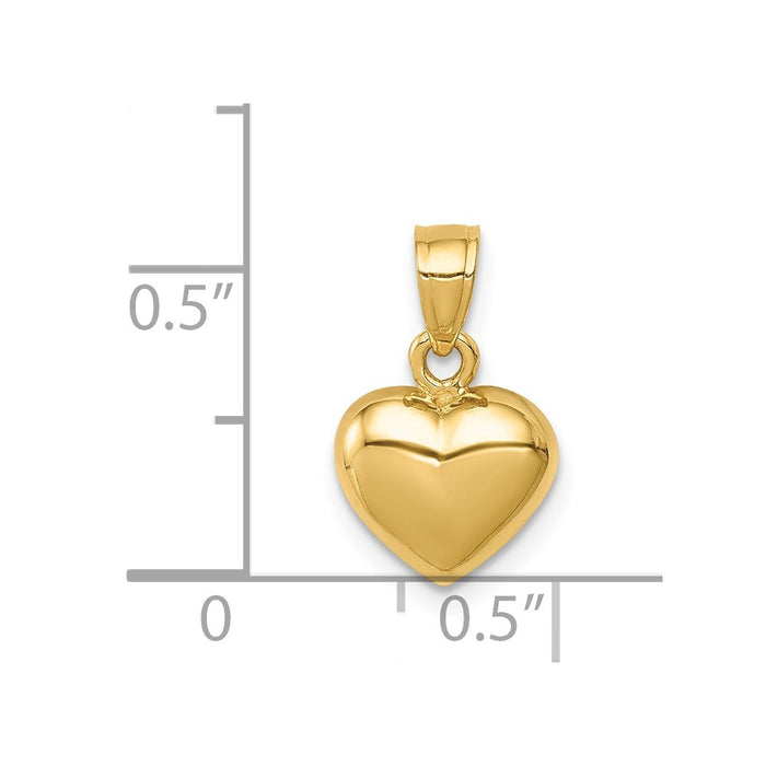 Million Charms 14K Yellow Gold Themed Polished One-Sided Heart Pendant