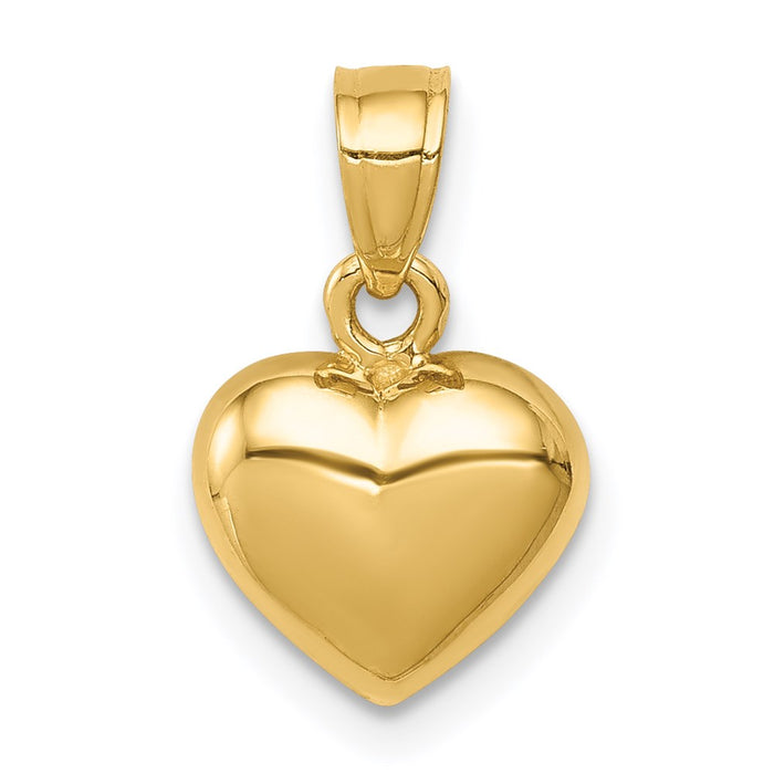 Million Charms 14K Yellow Gold Themed Polished One-Sided Heart Pendant