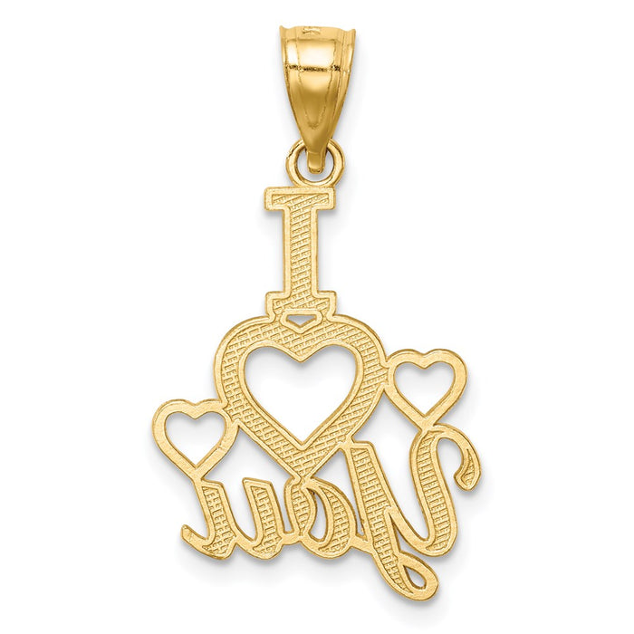 Million Charms 14K Yellow Gold Themed I Love You Diamond-Cut Pendant