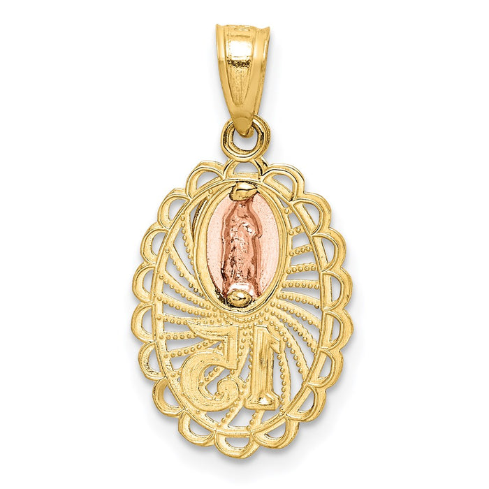 Million Charms 14K Two-Tone With White Rhodium-plated Lady Of Guadalupe 15 Pendant