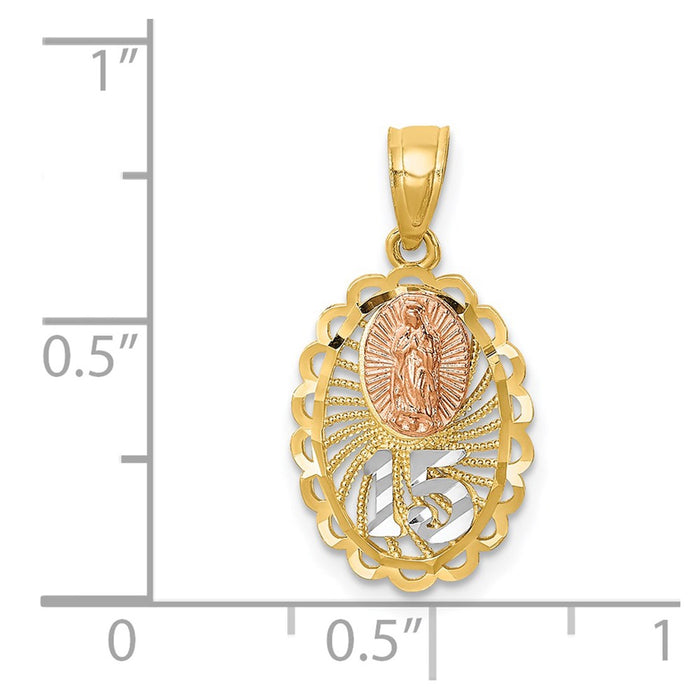 Million Charms 14K Two-Tone With White Rhodium-plated Lady Of Guadalupe 15 Pendant