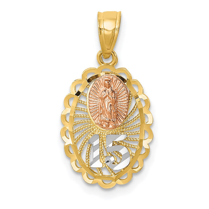 Million Charms 14K Two-Tone With White Rhodium-plated Lady Of Guadalupe 15 Pendant