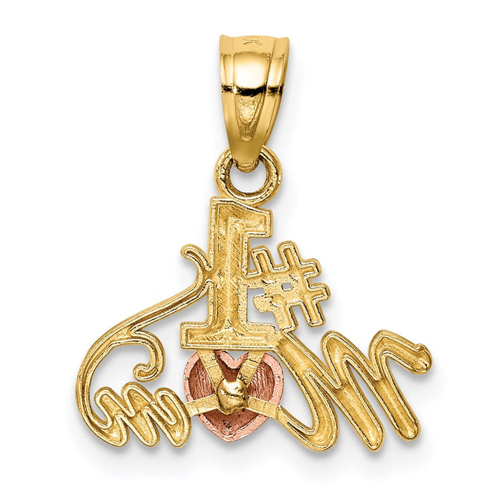 Million Charms 14K Two-Tone Diamond-Cut #1 Mom Pendant