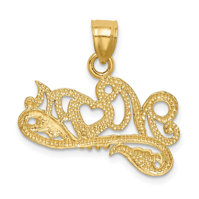 Million Charms 14K Yellow Gold Themed With Rhodium-plated (Cubic Zirconia) CZ Mom Pendant