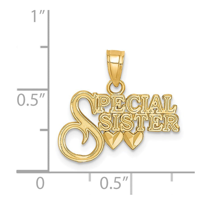 Million Charms 14K Yellow Gold Themed Diamond-Cut Special Sister Pendant