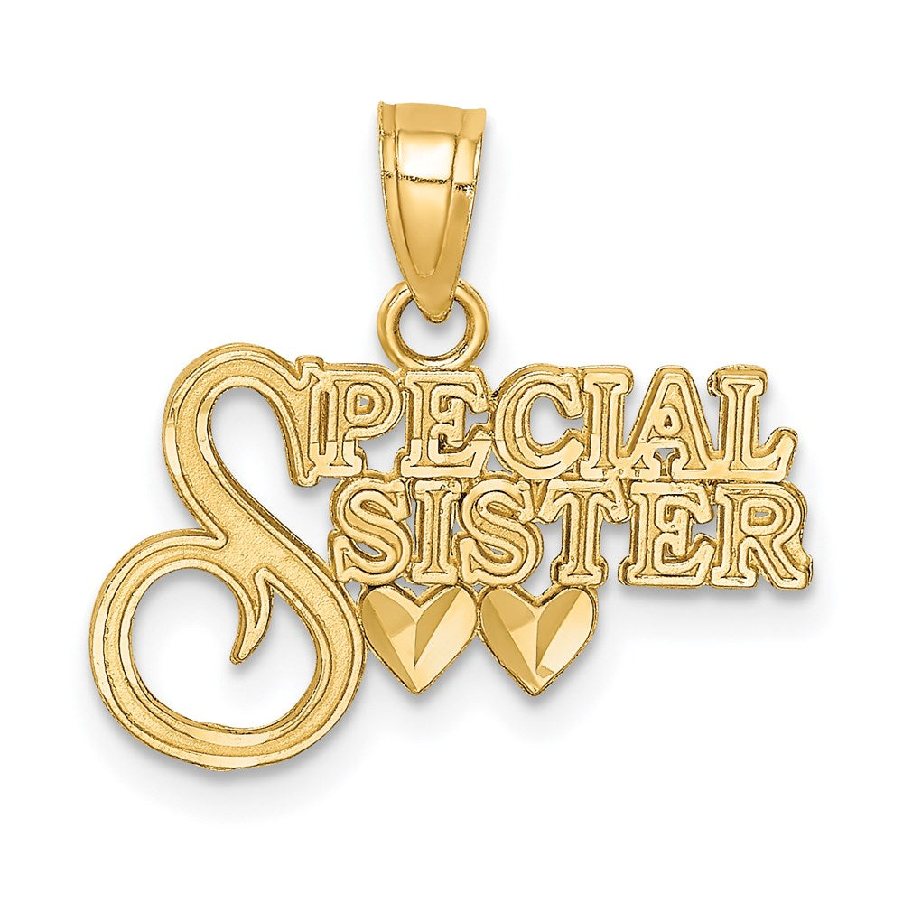Million Charms 14K Yellow Gold Themed Diamond-Cut Special Sister Pendant