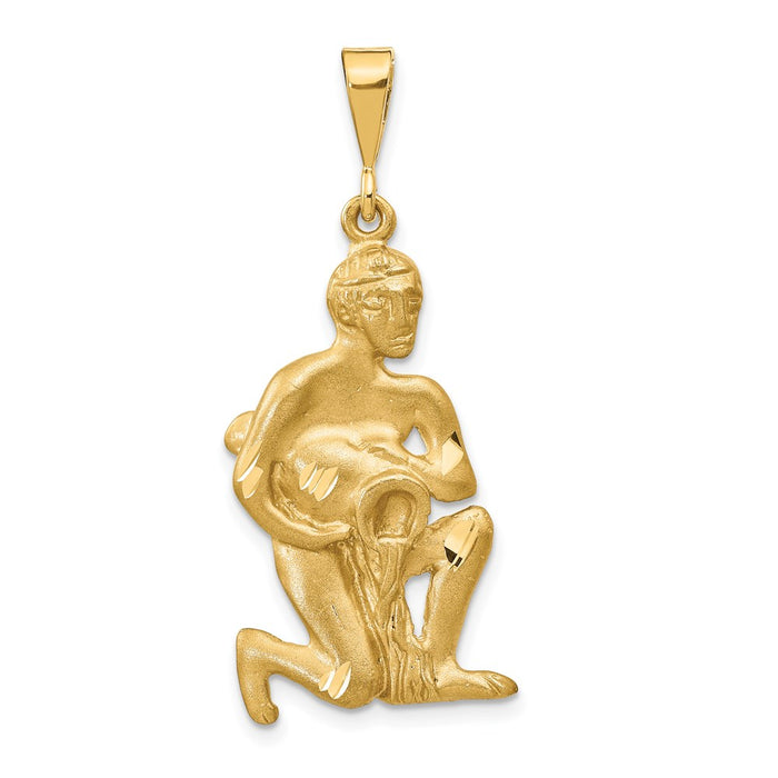 Million Charms 14K Yellow Gold Themed Satin Aquarius Zodiac Charm