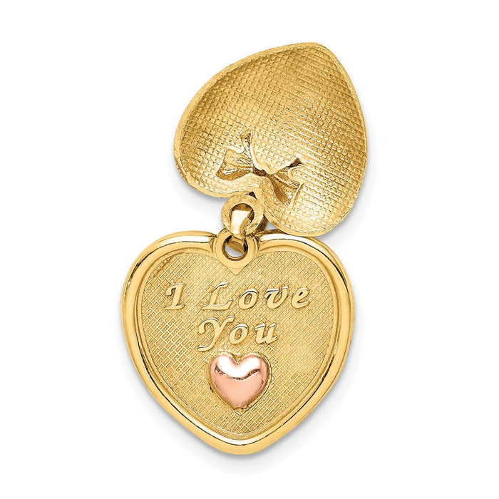 Million Charms 14K With Rose Rhodium-Plated I Love You In Heart Pendant