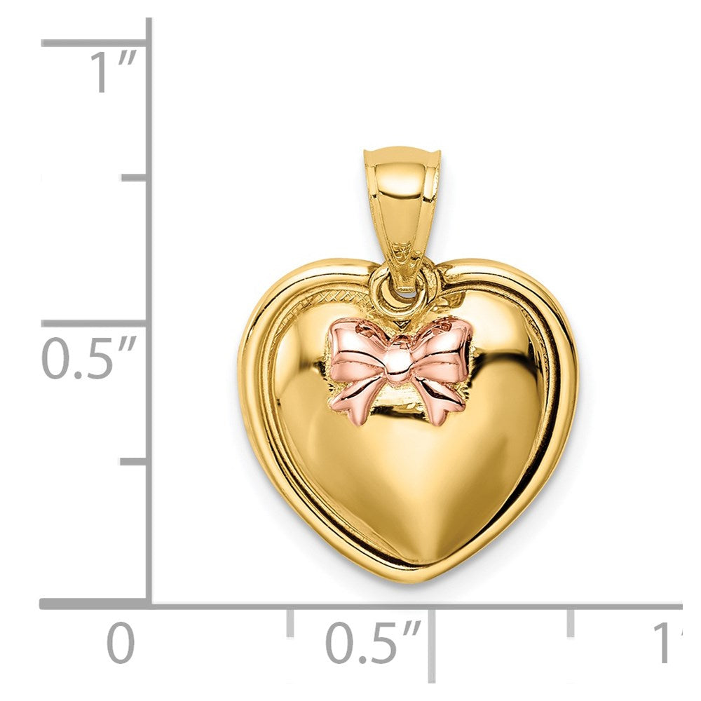 Million Charms 14K With Rose Rhodium-Plated I Love You In Heart Pendant