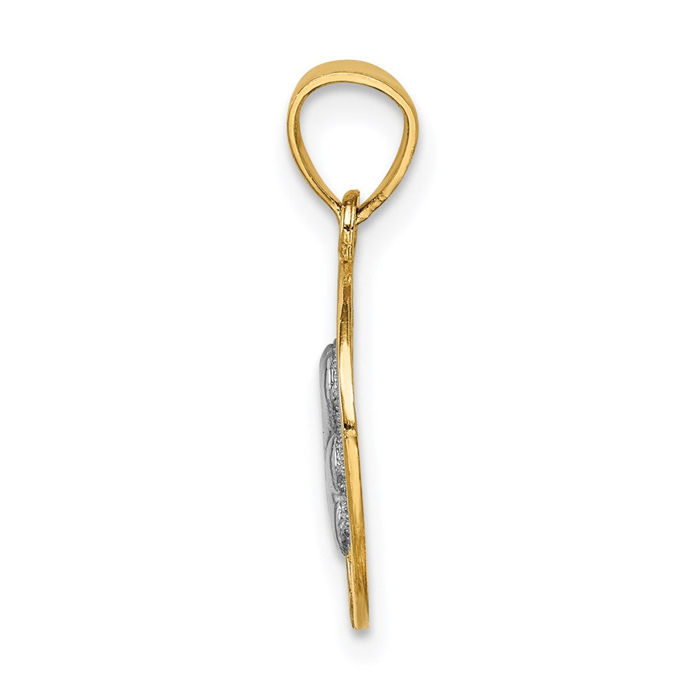 Million Charms 14K Yellow Gold Themed With Rhodium-plated Lucky Clover  Pendant