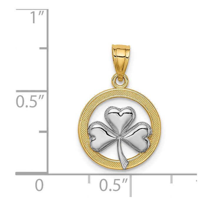 Million Charms 14K Yellow Gold Themed With Rhodium-plated Lucky Clover  Pendant