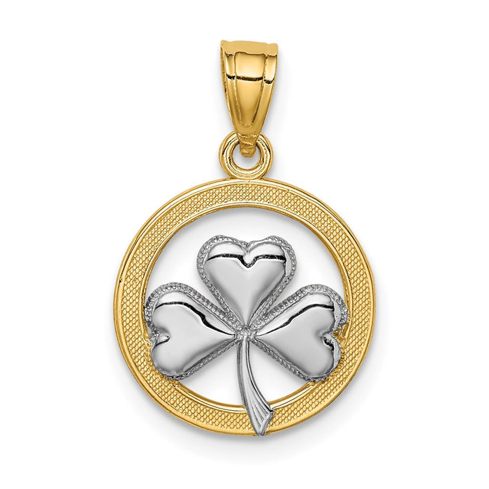 Million Charms 14K Yellow Gold Themed With Rhodium-plated Lucky Clover  Pendant
