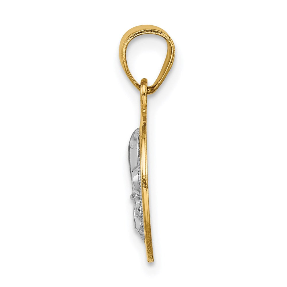 Million Charms 14K Yellow Gold Themed With Rhodium-plated Fleur De Lis Pendant