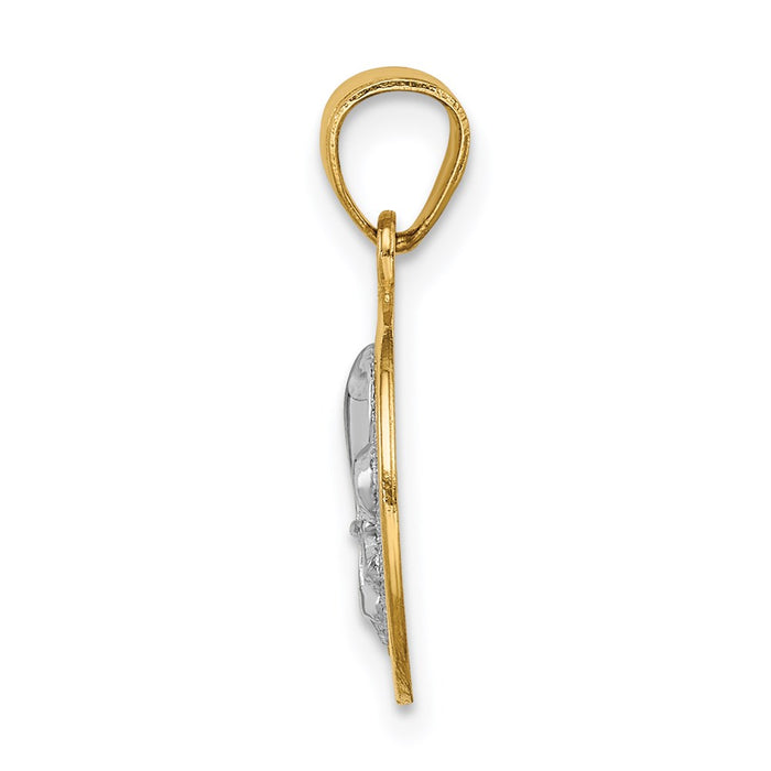Million Charms 14K Yellow Gold Themed With Rhodium-plated Fleur De Lis Pendant