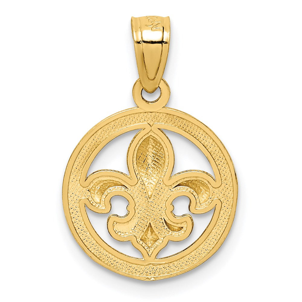 Million Charms 14K Yellow Gold Themed With Rhodium-plated Fleur De Lis Pendant