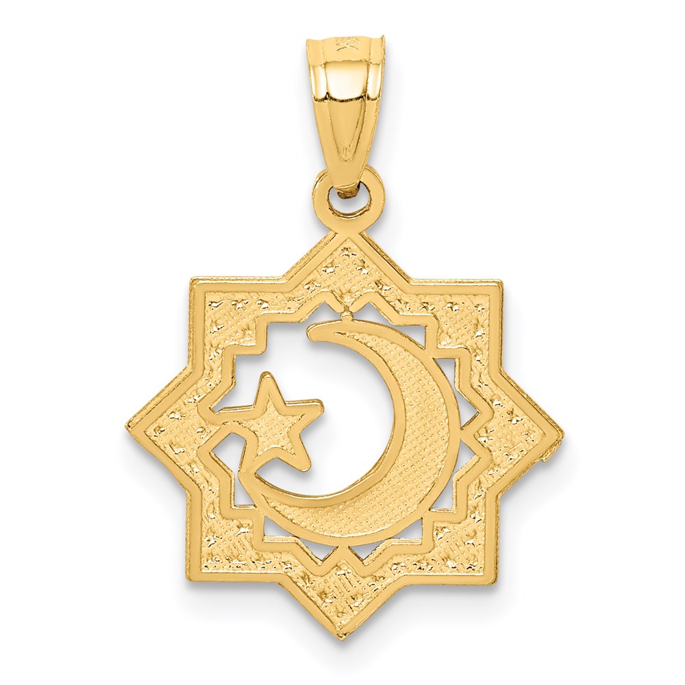 Million Charms 14K Yellow Gold Themed With Rhodium-plated Star & Moon Pendant