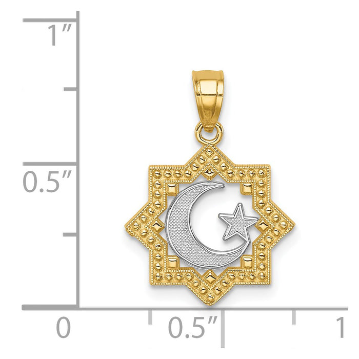 Million Charms 14K Yellow Gold Themed With Rhodium-plated Star & Moon Pendant